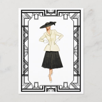 Vintage 50s New Look Retro Fashion Illustration Postcard