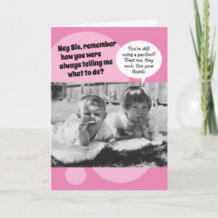 Vintage 50's Photo To Older Bossy Sibling Birthday Card