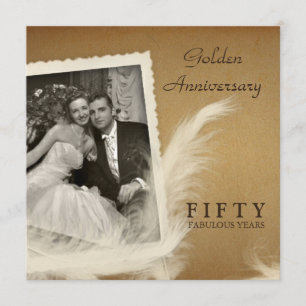Vintage 50th Anniversary Photo Square Invitations