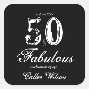 Vintage 50th Birthday Customisable Sticker