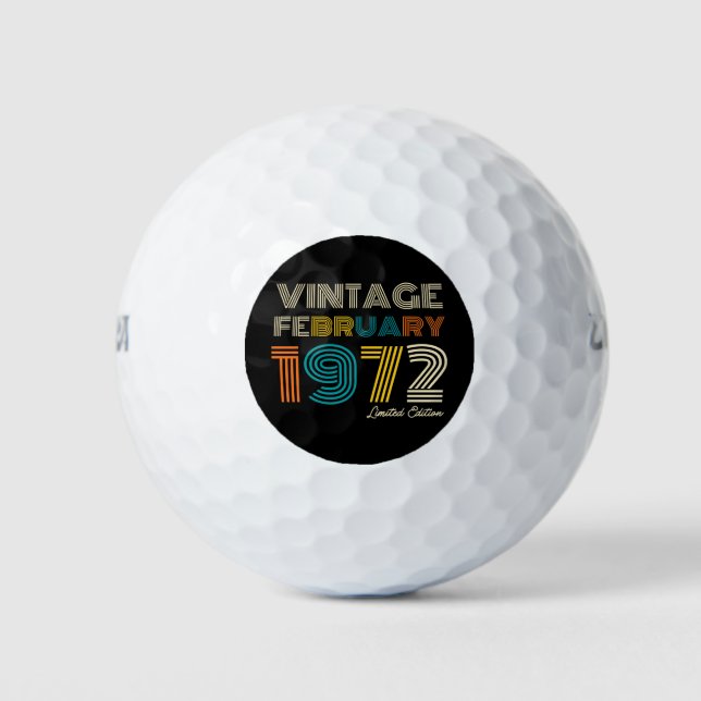Vintage 50th Birthday February 1972 Golf Balls (Front)