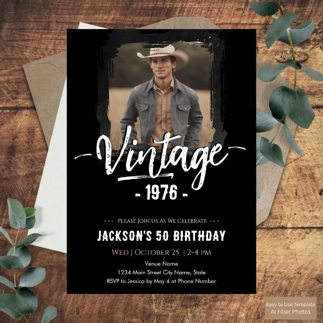 Vintage 50th Birthday  Invitation (Creator Uploaded)
