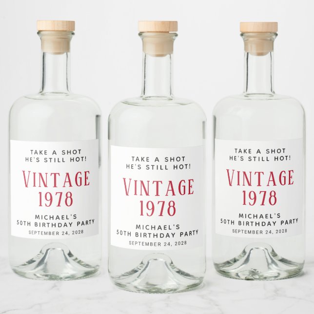Vintage 50th Birthday Party Liquor Bottle Label (Bottles)