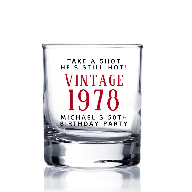 Vintage 50th Birthday Party Whiskey Glass (Creator Uploaded)
