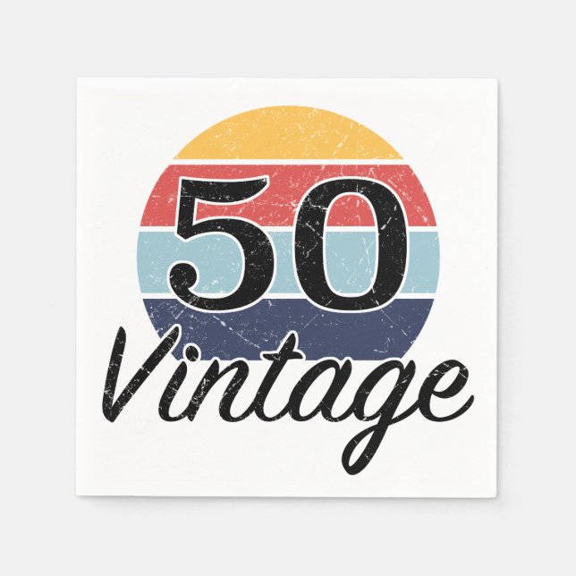 Vintage 50th Birthday Sunset Napkin (Front)