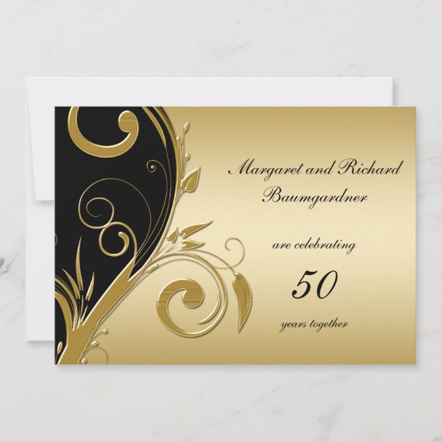 Vintage 50th Wedding Anniversary Invitation (Front)