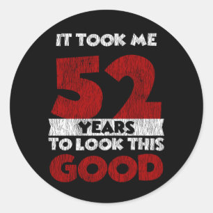Vintage 52 Years Old Funny 52nd Birthday Gift Classic Round Sticker
