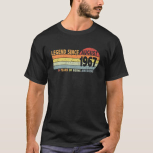 Vintage 54Th Birthday Legend Since August 1967 Bor T-Shirt