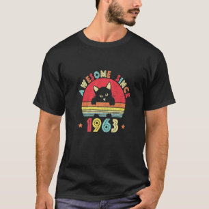 Vintage 59th Birthday Awesome Since 1963 Retro Cat T-Shirt