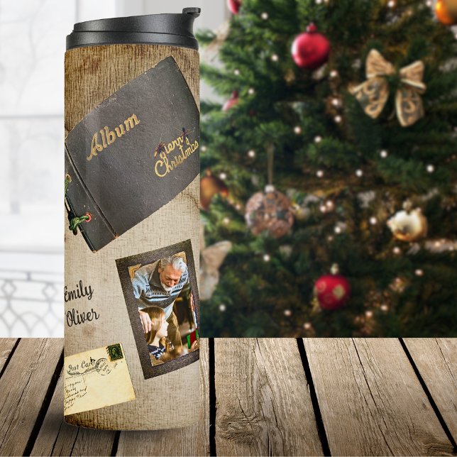 Vintage 5 Photo Album Collage Christmas Thermal Tumbler (Creator Uploaded)