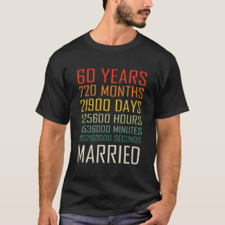 Vintage 60 Years 720 Months Married 60Th Wedding A T-Shirt