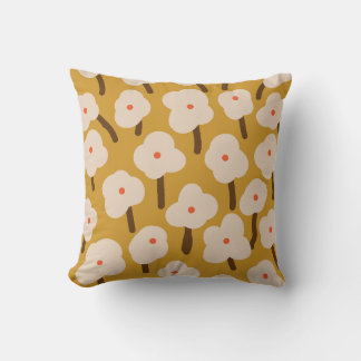 Vintage 60s flower floral pattern Throw Pillow