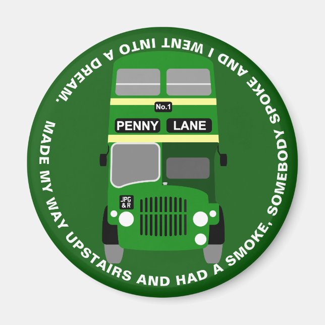 Vintage 60's Green Liverpool Double Decker Bus Magnet (Front)