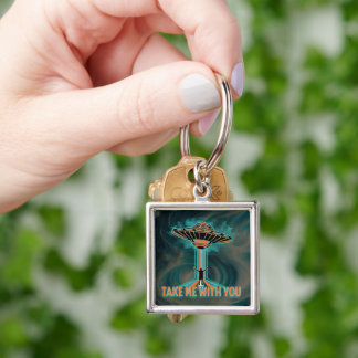Vintage 60's Style Flying Saucer Key Ring