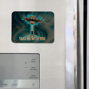 Vintage 60's Style Flying Saucer  Magnet