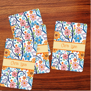 Vintage 60s Vibe Mod Abstract Floral Theme Playing Cards