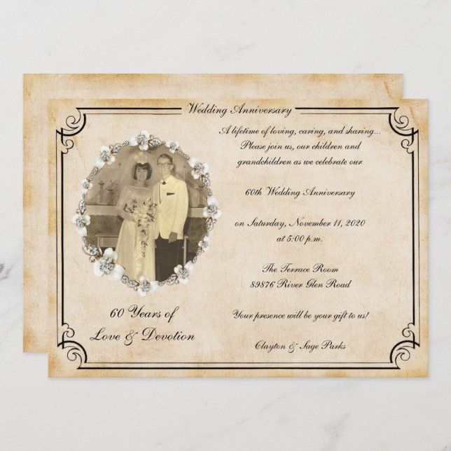 Vintage 60th Anniversary Celebration Invitation (Front/Back)