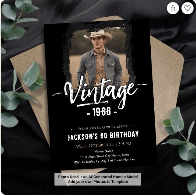 Vintage 60th Birthday  Invitation (Creator Uploaded)