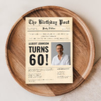 Vintage 60th Birthday Newspaper Cover Custom Photo
