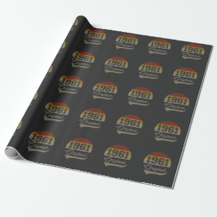 Vintage 60th birthday original 1961 man woman gift wrapping paper