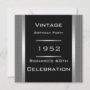 Vintage 60th Black Metal Look Birthday Party Invitation