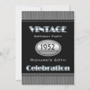 Vintage 60th Silver Chrome Black 60 Celebration Invitation