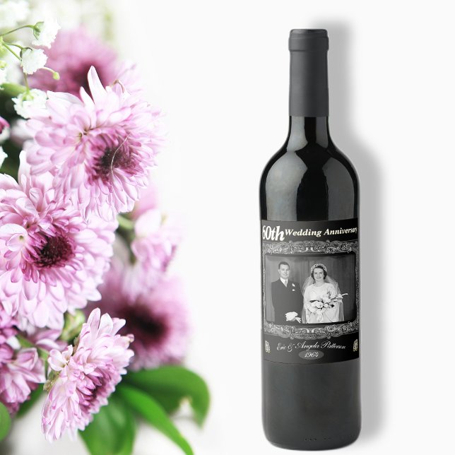 Vintage 60th Wedding Anniversary Wine Label (Creator Uploaded)