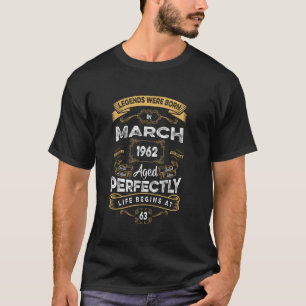Vintage 63th Birthday Legends Were Born In March 1 T-Shirt