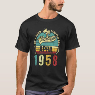 Vintage 64 Years Old April 1958 Decorations 64th B T-Shirt