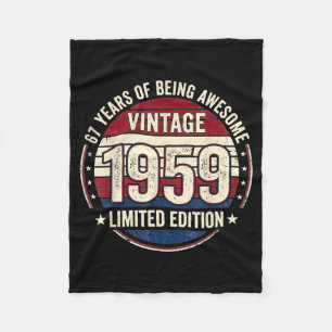 Vintage 67 Birthday Decorations Men 67yr 1959 67th Fleece Blanket