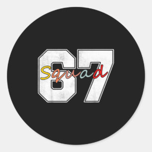 Vintage 67 Numbers 6 7 Brain Rot Meme Funny Six Se Classic Round Sticker
