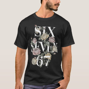 Vintage 67 Six Seven Meme Floral Boho Wildflower 6 T-Shirt