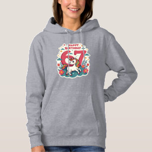 Vintage 67th Birthday Unicorn Rainbow Cute Cartoon Hoodie