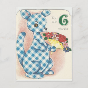 Vintage "6 Year Old" Happy Birthday Kangaroo Postcard