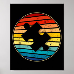 Vintage 70s 80s puzzle autism awareness day kids poster