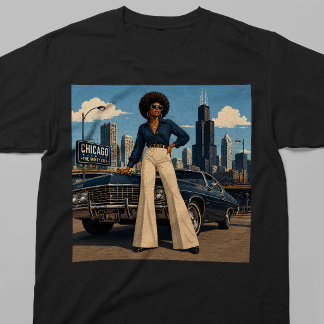 Vintage 70s Chicago Soul Black Woman Retro Style T-Shirt