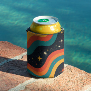 Vintage 70s Cosmic Dream Groovy Wavy Retro Can Cooler