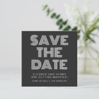 Vintage 70s Disco Typography Black Save the Date