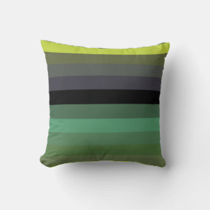 Vintage 70s Lemon Yellow & Sage Green Stripes Cushion