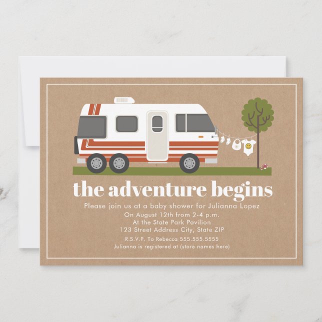 Vintage 70s Motorhome Invitation (Front)