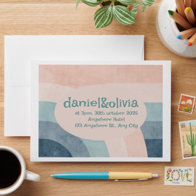 Vintage 70s Rainbow Wedding Envelope (Desk)