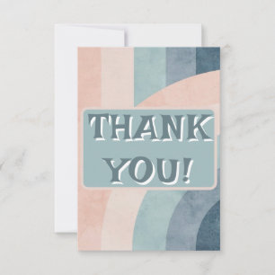 Vintage 70s Rainbow Wedding Flat Thank You Card