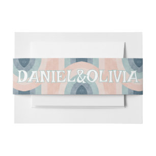 Vintage 70s Rainbow Wedding Invitation Belly Band
