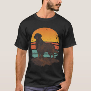 Vintage 70s Retro Golden Retriever Dog Sunset  T-Shirt