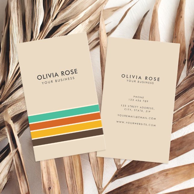 Vintage 70s Retro Stripes Business Card (Creator Uploaded)