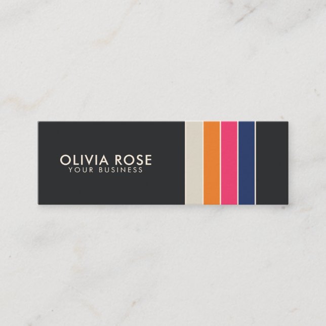 Vintage 70s Retro Stripes Mini Business Card (Front)