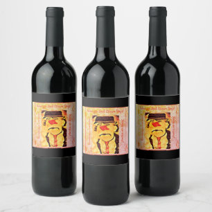 Vintage 70s Sad Clown Drawing (D1) Editable Wine Label