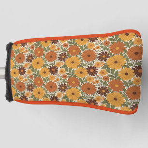vintage 70s styled floral/flower golf head cover