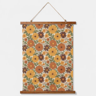 vintage 70s styled floral/flower hanging tapestry
