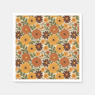 vintage 70s styled floral/flower napkin